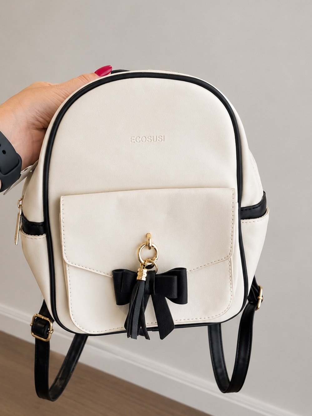 Mini Backpack with Bow Charm